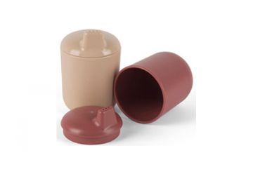tiny biobased sippy cups set - ruby red/tan